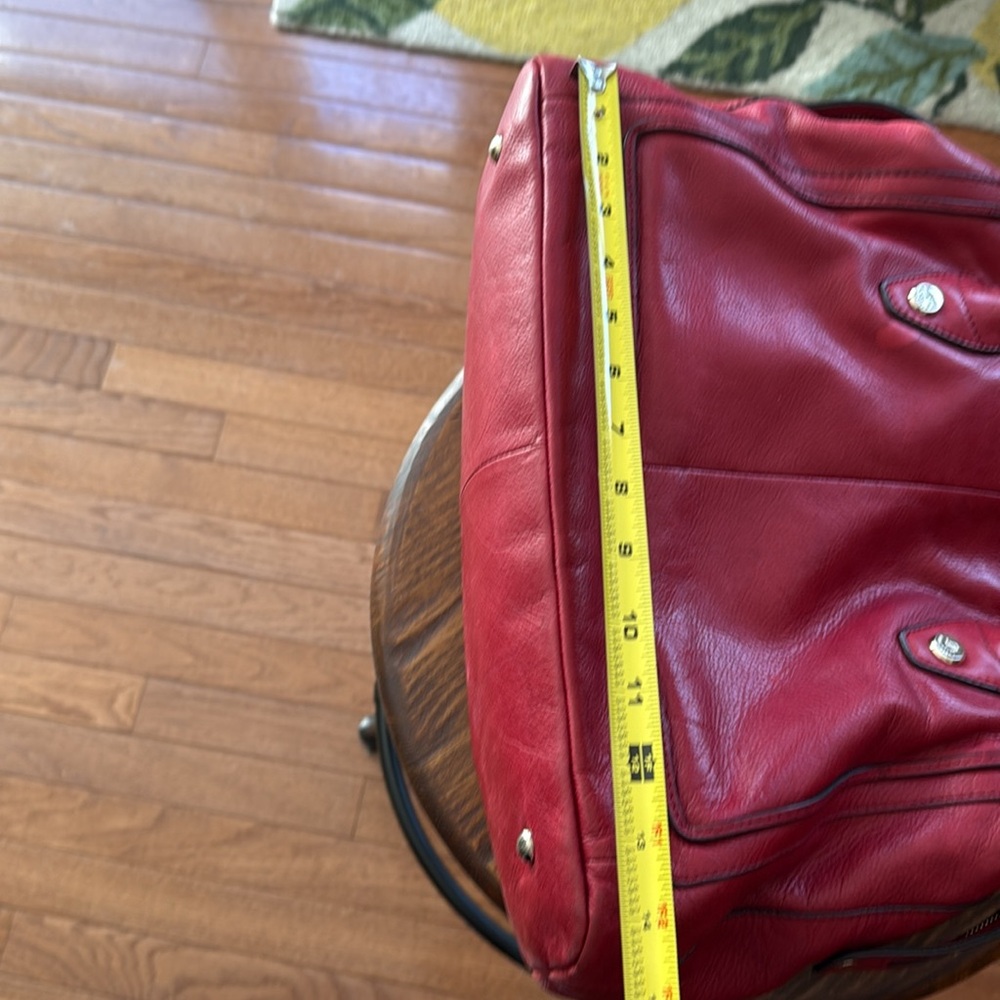 B. Makowsky Crimson leather handbag with animal print interior. just fabulous! - Picture 14 of 14